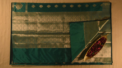Green Semi Banarasi Silk Saree