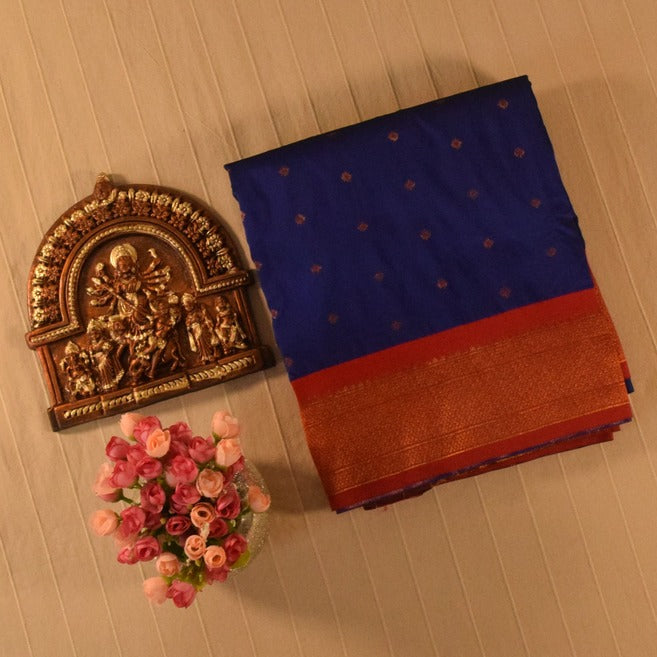 Royal Blue and Red Paithani Silk Saree