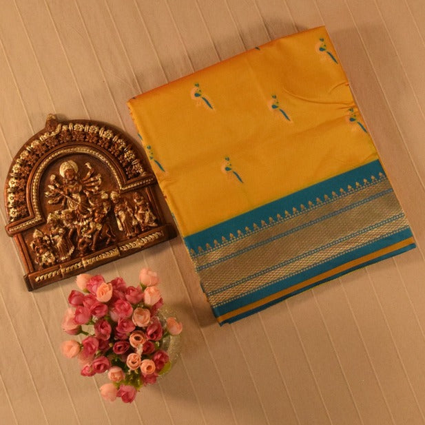 Yellow & Blue Paithani Silk Saree
