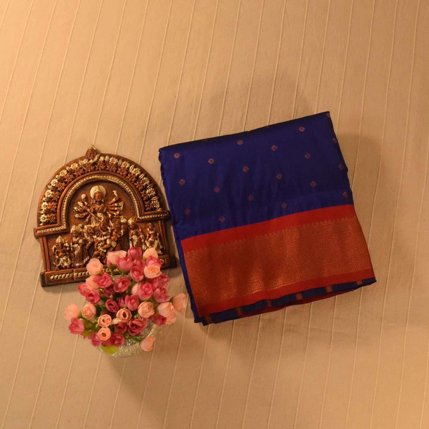 Royal Blue and Red Paithani Silk Saree