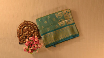 Teal Green Paithani Silk Saree