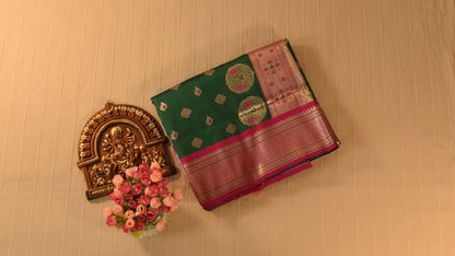 Emerald Green Paithani Silk Saree