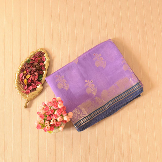 Charming Lavender Semi Banarasi Silk Saree