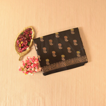 Classic black Semi Banarasi Saree