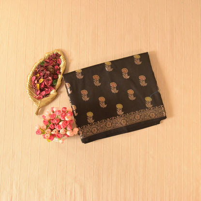Classic black Semi Banarasi Saree