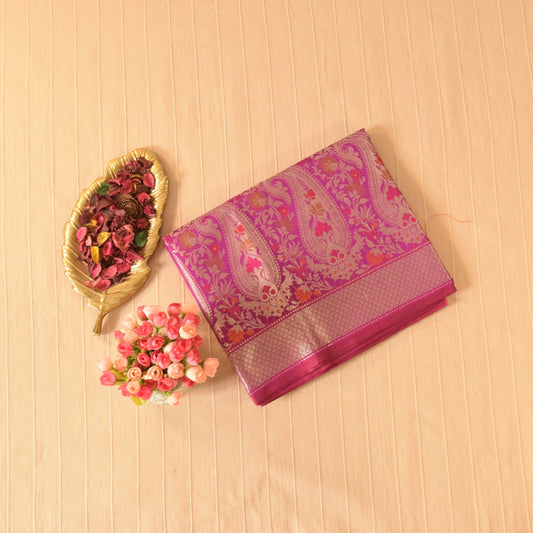 Majestic Magenta Semi Banarasi Silk Saree
