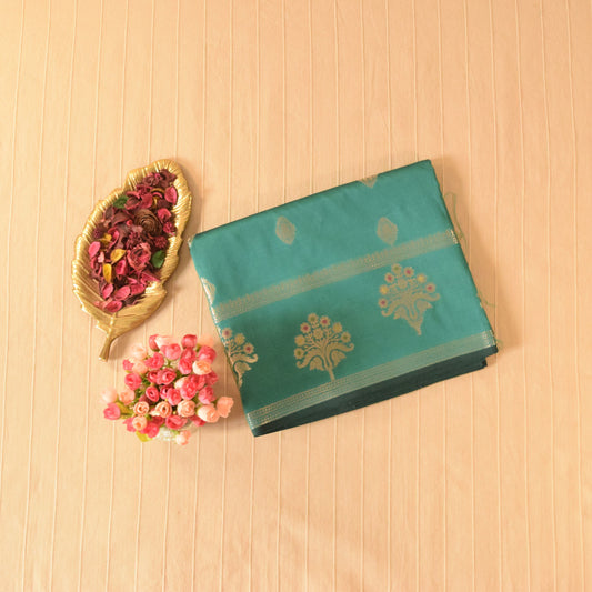 Green Semi Banarasi Silk Saree