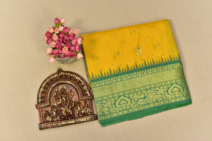 Golden Yellow Semi Gadwal Silk Saree