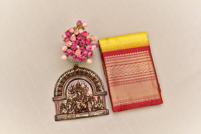 Classic Yellow Semi Gadwal Silk Saree