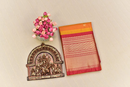 Orange & Red Semi Gadwal Silk Saree