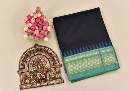 Black & Green Ilkal Saree with Rich Zari Pallu