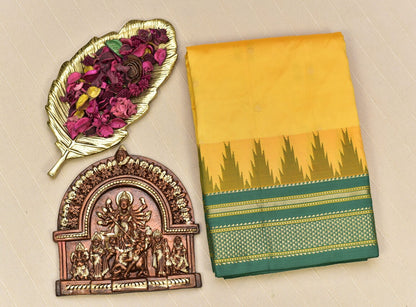 Auspicious Yellow & Bottle Green Ilkal Saree