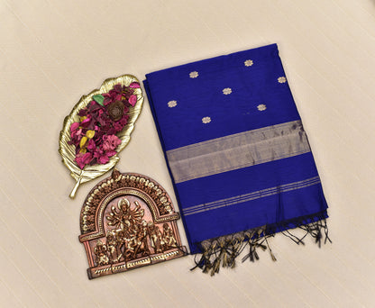 Royal Blue Maheshwari Silk Cotton Saree