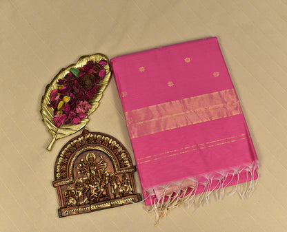Vibrant Pink Maheshwari Silk Cotton Saree