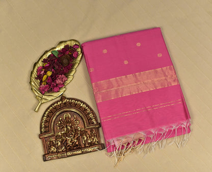 Vibrant Pink Maheshwari Silk Cotton Saree