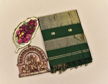 Deep Emerald Green Maheshwari Silk Cotton Saree