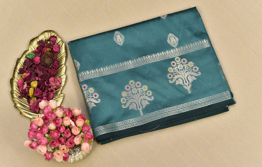 Green Semi Banarasi Silk Saree