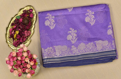 Charming Lavender Semi Banarasi Silk Saree