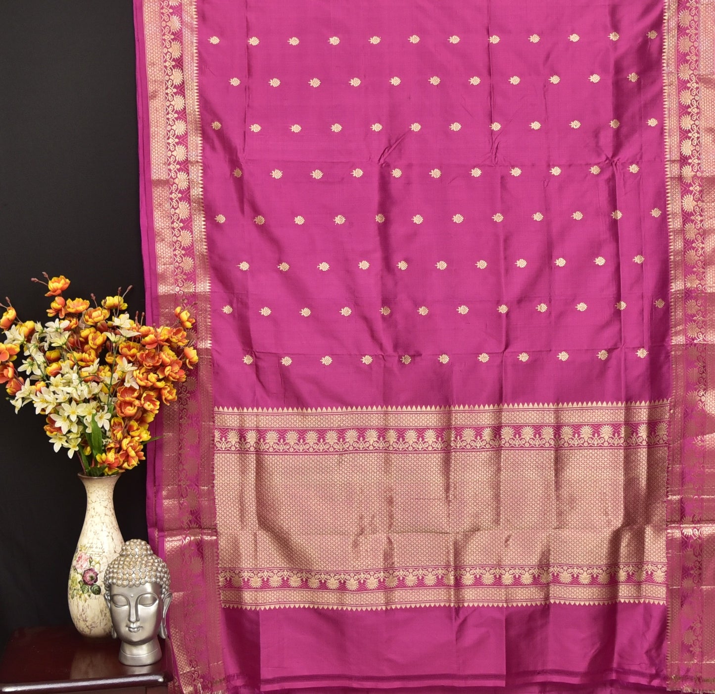Magenta Banarasi Katan Silk Saree
