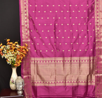 Magenta Banarasi Katan Silk Saree