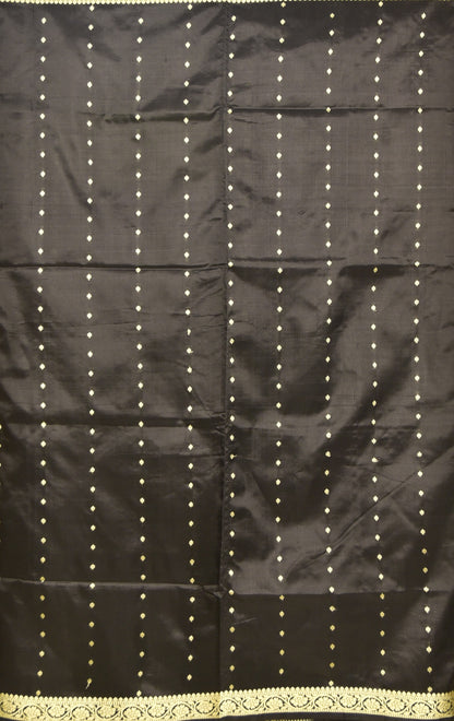 Midnight Black Banarasi Katan Silk Saree