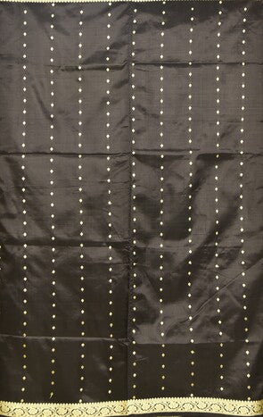 Midnight Black Banarasi Katan Silk Saree