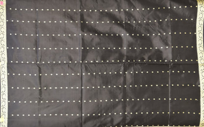 Midnight Black Banarasi Katan Silk Saree