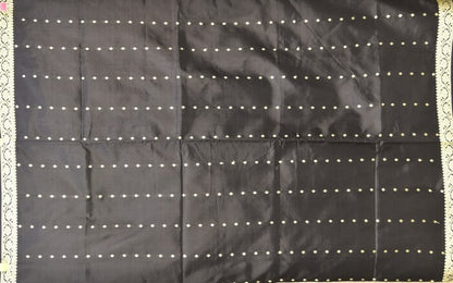 Midnight Black Banarasi Katan Silk Saree