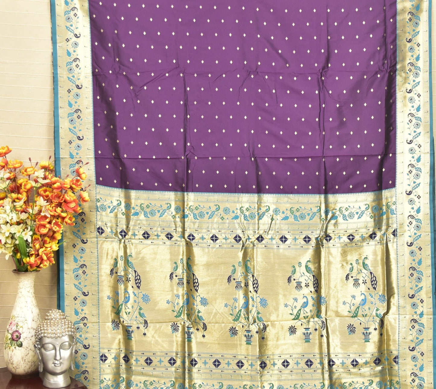 Exquisite Royal Purple Paithani Silk Saree