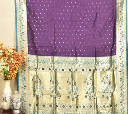 Exquisite Royal Purple Paithani Silk Saree