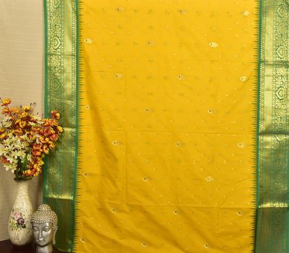 Golden Yellow Semi Gadwal Silk Saree