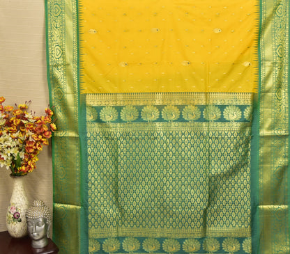 Golden Yellow Semi Gadwal Silk Saree