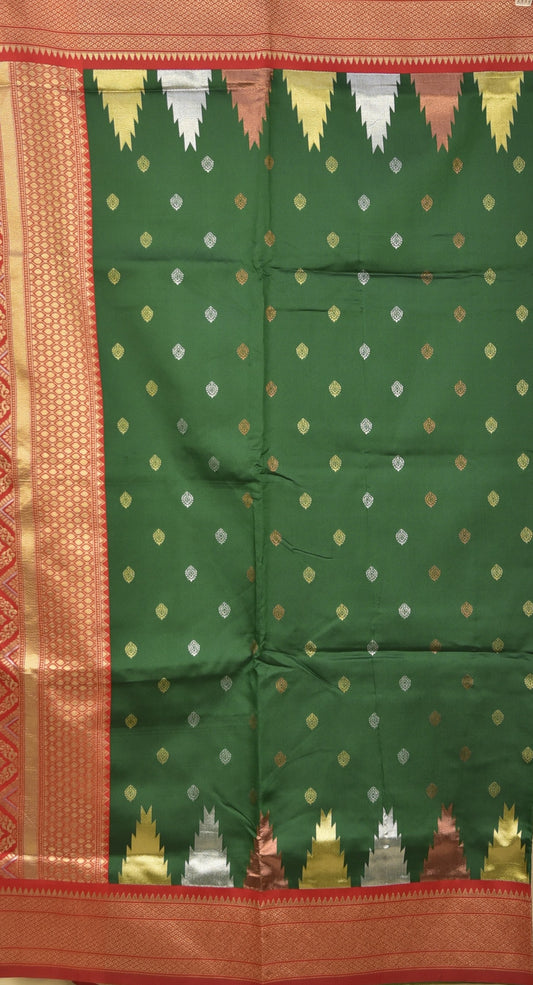 Rich Emerald Green Paithani Silk Saree