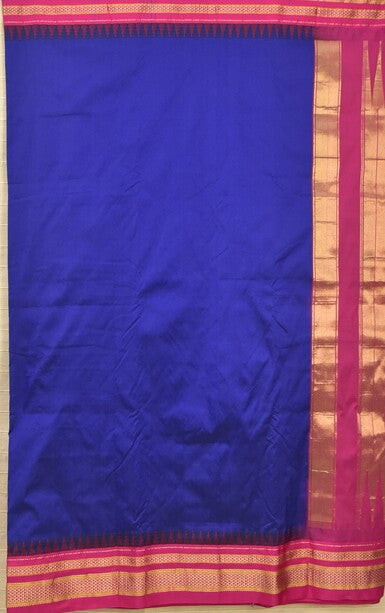Royal Blue & Magenta Pink Ilkal Saree
