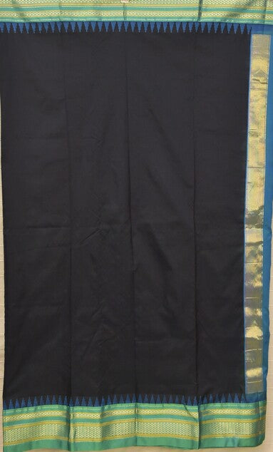 Black & Green Ilkal Saree with Rich Zari Pallu