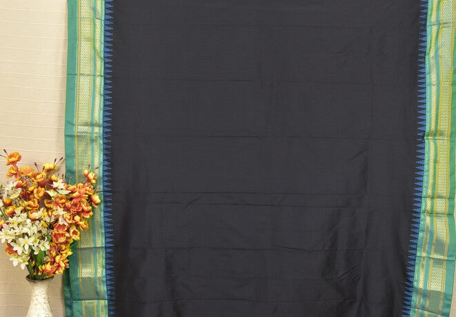 Black & Green Ilkal Saree with Rich Zari Pallu