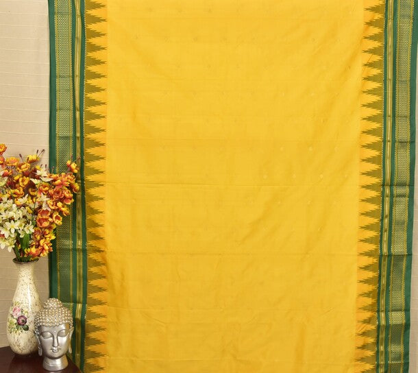 Auspicious Yellow & Bottle Green Ilkal Saree