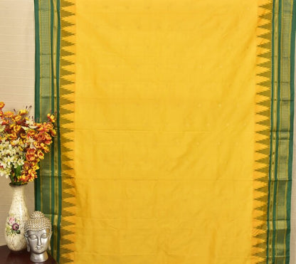 Auspicious Yellow & Bottle Green Ilkal Saree