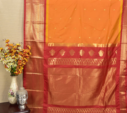 Orange & Red Semi Gadwal Silk Saree
