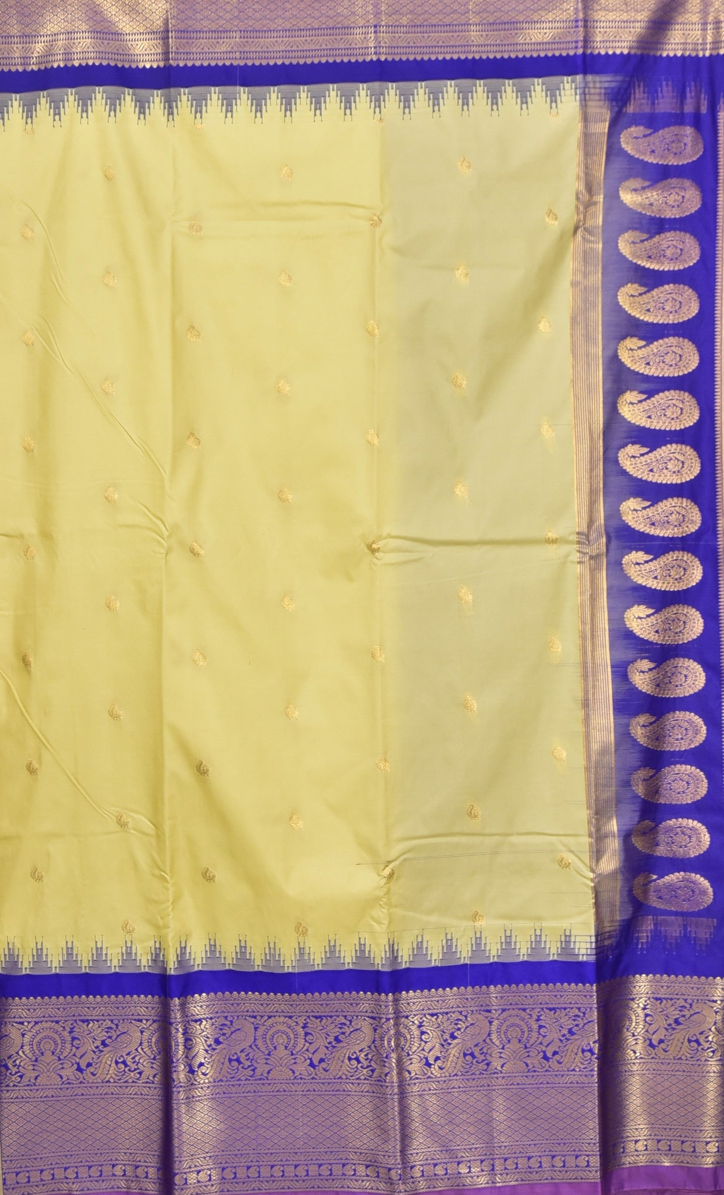 Imperial Cream & Blue Semi Gadwal Silk Saree