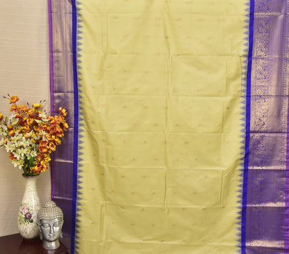 Imperial Cream & Blue Semi Gadwal Silk Saree