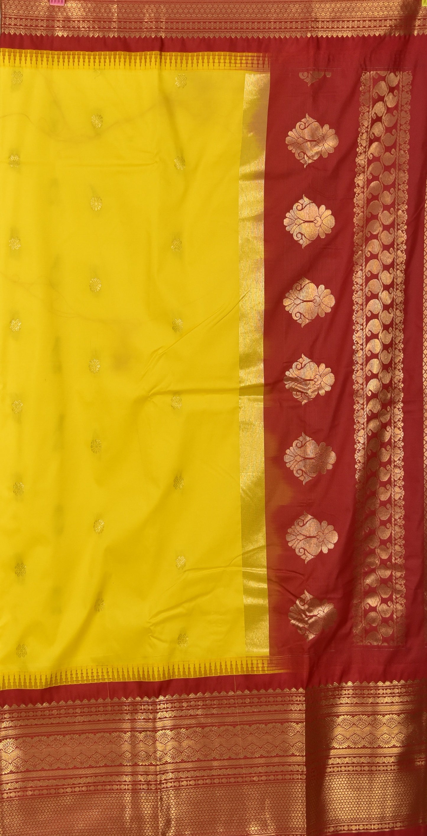 Classic Yellow Semi Gadwal Silk Saree