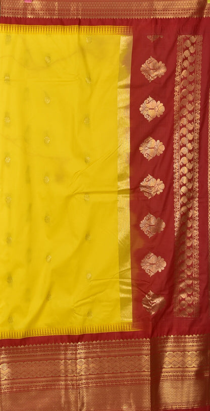 Classic Yellow Semi Gadwal Silk Saree