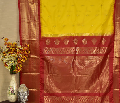 Classic Yellow Semi Gadwal Silk Saree