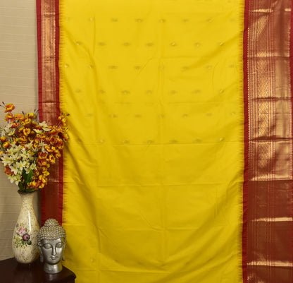 Classic Yellow Semi Gadwal Silk Saree
