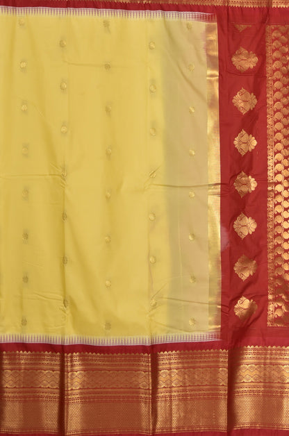 Regal Cream & Red Semi Gadwal Silk Saree