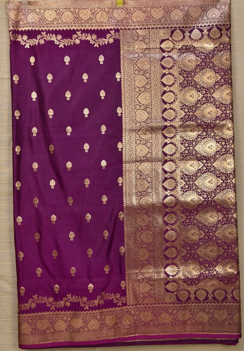 Imperial Plum Banarasi Mashru Silk Saree