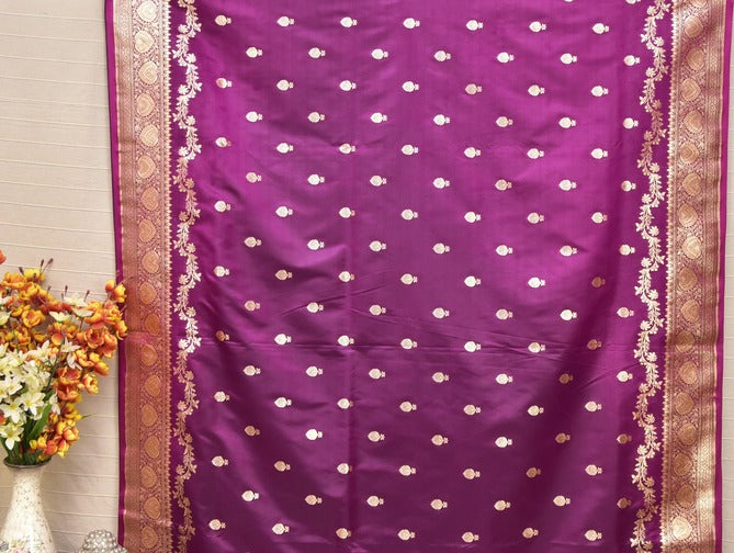 Imperial Plum Banarasi Mashru Silk Saree