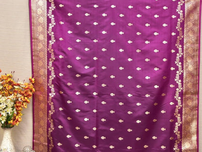 Imperial Plum Banarasi Mashru Silk Saree