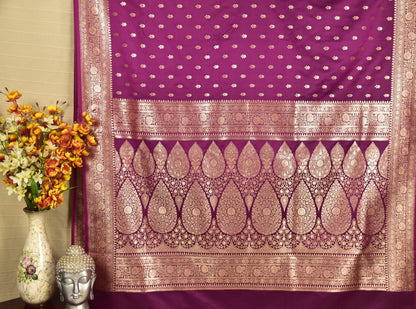 Imperial Purple Banarasi Mashru Silk Saree